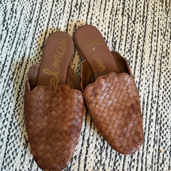 Sam Edelman Brown Tan Woven Leather Mule Sandals Size 8 - Picture 2 of 4